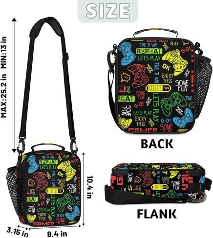 Lunch Box for Boys Girls - Reusable Insulated Lunch Bags for Kids - Gamer Gamepad Large Capacity Cooler Back to School Lunch Thermal Meal Tote Kit in Saudi Arabia