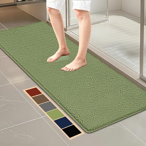 سجادة حمام من Bcoimo مقاس 24 × 17 مصنوعة من قماش شانيل - غير قابلة للانزلاق مع سجادة حمام داعمة، فائقة الامتصاص وقابلة للغسل في الغسالة، تصميم سريع الجفاف. مثالية لمناطق الاستحمام وحوض الاستحمام في الحمام in Kuwait