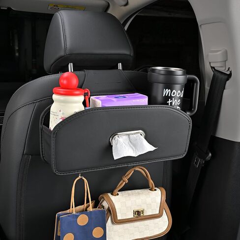 Backseat Seat Car Organizer, Multifunctional Adjustable Car Organizers and Storage, Universal Car Seat Organizer, Car Tissue Organizer with Cup Holder, Black in Kuwait