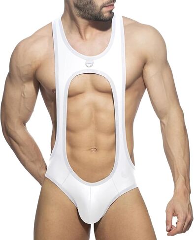PURFUN Mens Jockstrap Leotard Wrestling Singlet Jumpsuit Bodysuit Sexy One-Piece G-String Underwear Bulge Pouch Thong Bikini in Saudi Arabia