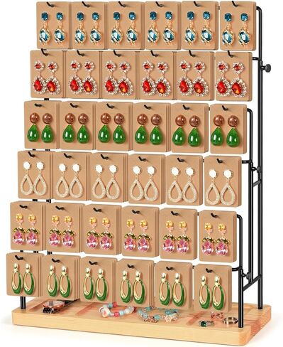 Earring Display for Vendors, 36 Hooks Earring Display Stands for Selling, Earring Holder Organizer for Earring Cards, Bracelets, Necklaces, Rings, Keychains Retail-Burlywood in Kuwait