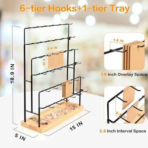 Earring Display for Vendors, 36 Hooks Earring Display Stands for Selling, Earring Holder Organizer for Earring Cards, Bracelets, Necklaces, Rings, Keychains Retail-Burlywood in Kuwait