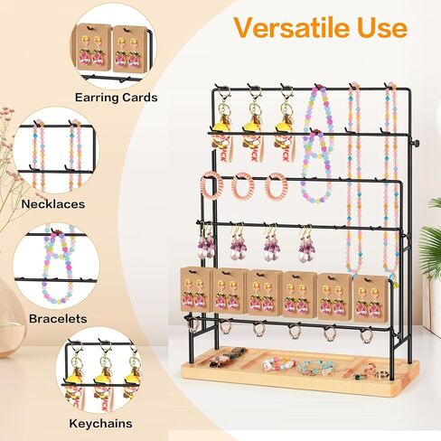 Earring Display for Vendors, 36 Hooks Earring Display Stands for Selling, Earring Holder Organizer for Earring Cards, Bracelets, Necklaces, Rings, Keychains Retail-Burlywood in Kuwait