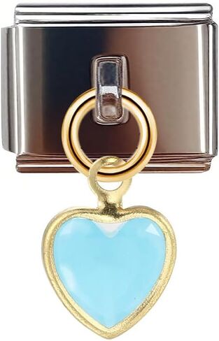 Italian Bracelet Charms,Compatible for 9mm Italian Charm Bracelets for Women,Men,Dangle,Pendant,Blue Heart .ICG197 in Saudi Arabia