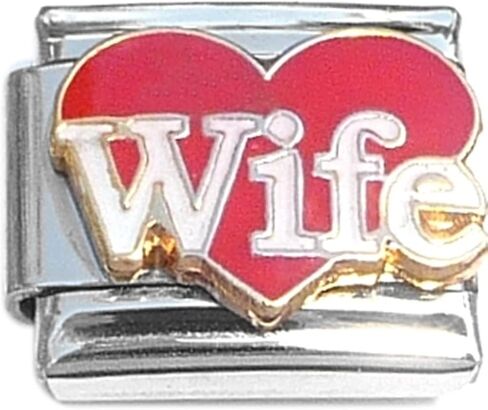 Wife White Letters Red Heart Italian Charm in Saudi Arabia
