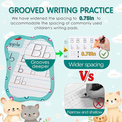 Magic Grooved Writing Practice, Tiny Thinkers Reusable Indented Handwriting Practice for Kids 3-5, Your Little Explorer Writing Tracetrek Workbooks Children Set Age 6-8 for Preschool & Kindergarten in Kuwait