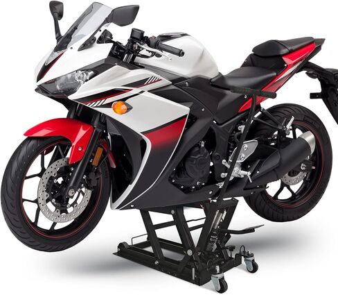 جاك رفع الدراجة النارية الهيدروليكي، حامل رفع ATV من الفولاذ عالي التحمل مع عجلات ومقبض، طاولة رفع دراجة نارية محمولة مع 4 عجلات قدم هيدروليكي للدراجات النارية ATV UTV Powersports in Kuwait