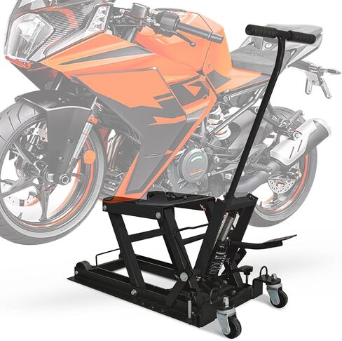 جاك رفع الدراجة النارية الهيدروليكي، حامل رفع ATV من الفولاذ عالي التحمل مع عجلات ومقبض، طاولة رفع دراجة نارية محمولة مع 4 عجلات قدم هيدروليكي للدراجات النارية ATV UTV Powersports in Kuwait