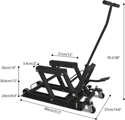 جاك رفع الدراجة النارية الهيدروليكي، حامل رفع ATV من الفولاذ عالي التحمل مع عجلات ومقبض، طاولة رفع دراجة نارية محمولة مع 4 عجلات قدم هيدروليكي للدراجات النارية ATV UTV Powersports in Kuwait