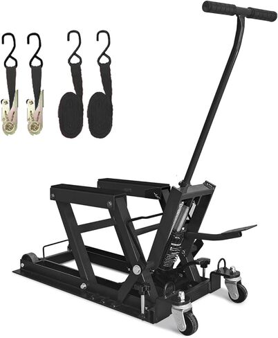 جاك رفع الدراجة النارية الهيدروليكي، حامل رفع ATV من الفولاذ عالي التحمل مع عجلات ومقبض، طاولة رفع دراجة نارية محمولة مع 4 عجلات قدم هيدروليكي للدراجات النارية ATV UTV Powersports in Kuwait