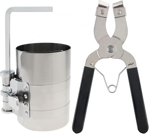 4inch Car Engine Piston Ring Compressor Tool, Adjustable Sizes From 2 Inch To 7 Inch with Piston Installer Plier, Silvery 50mm - 175mm Piston Ring Installer Removal Kit in Saudi Arabia