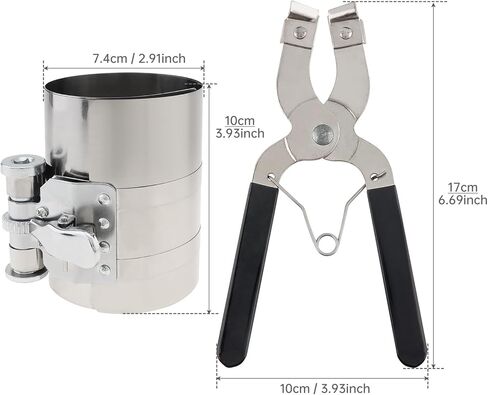4inch Car Engine Piston Ring Compressor Tool, Adjustable Sizes From 2 Inch To 7 Inch with Piston Installer Plier, Silvery 50mm - 175mm Piston Ring Installer Removal Kit in Saudi Arabia