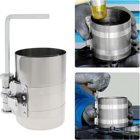 4inch Car Engine Piston Ring Compressor Tool, Adjustable Sizes From 2 Inch To 7 Inch with Piston Installer Plier, Silvery 50mm - 175mm Piston Ring Installer Removal Kit in Saudi Arabia