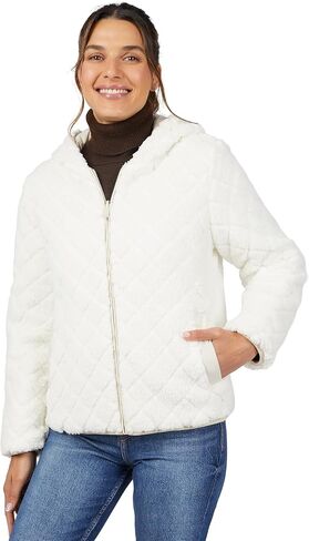 Free Country Women’s Reveresible Jacket Lightweight Warm Puffer with Sherpa Lining Wind & Water Resistant Hooded Coat-Cirrus in Saudi Arabia