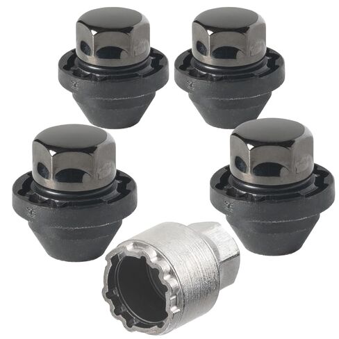 Farad GalaxyLock H1/MX Black Lug nut Wheel-Locks Kit Suitable for Kia Soul (M12 X 1.5 Thread Size) - Set of 4 Lug Nuts + 1 Key in Saudi Arabia