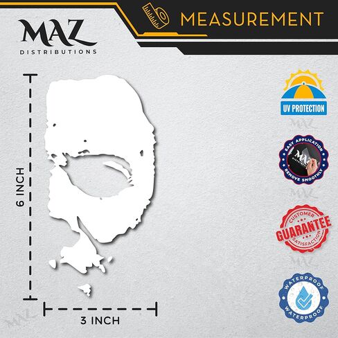 توزيعات MAZ - ملصق مايكل مايرز المخيف نصف وجه - ملصق وجه من الفينيل المخيف بنصف مايكل مايرز للسيارة والشاحنة - للاستخدام الداخلي والخارجي - ملصق مقاوم للماء لأجهزة الكمبيوتر المحمول والآيباد -Maz 341 (أبيض) in Saudi Arabia
