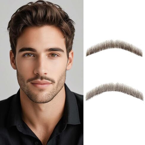 لحية مزيفة، شارب شعر بشري واقعي للغاية، لحية وجه سوداء، لحية صناعية ناعمة غير مرئية من الدانتيل مربوطة يدويًا، مناسبة للمكياج والدراما والحفلات التنكرية والعروض المسرحية (قطعة واحدة) in Saudi Arabia