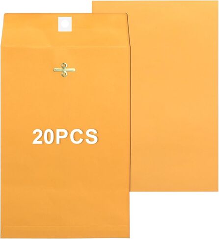20 حزمة من مظاريف مانيلا مقاس 6 × 9 بوصة، مظاريف بمشبك أصفر مع مغلف مانيلا قابل للطباعة بختم صمغي للرسائل البريدية الآمنة والمستندات وبطاقات الدعوة in Kuwait