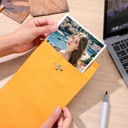 20 حزمة من مظاريف مانيلا مقاس 6 × 9 بوصة، مظاريف بمشبك أصفر مع مغلف مانيلا قابل للطباعة بختم صمغي للرسائل البريدية الآمنة والمستندات وبطاقات الدعوة in Kuwait