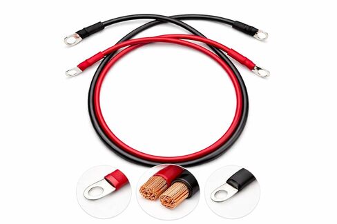 567ITG 8 Gauge Battery Cable with Lugs | 1 ft 5/16" 8 AWG OFC Copper | Pre-Crimped Ring Terminal Ends Red Black Pair | Heavy Duty Automotive Marine Solar RV Golf Cart Inverter | Made in USA in Saudi Arabia