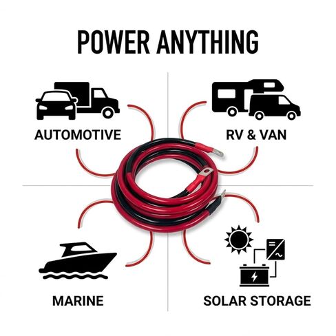567ITG 8 Gauge Battery Cable with Lugs | 1 ft 5/16" 8 AWG OFC Copper | Pre-Crimped Ring Terminal Ends Red Black Pair | Heavy Duty Automotive Marine Solar RV Golf Cart Inverter | Made in USA in Saudi Arabia