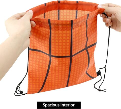 QWORK Small Sport Drawstring Bags - 12 Pack Basketball Style Foldable Polyester Backpacks with Adjustable Straps Candy Bag - 10 x 12 Inch in Saudi Arabia