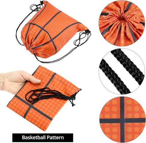 QWORK Small Sport Drawstring Bags - 12 Pack Basketball Style Foldable Polyester Backpacks with Adjustable Straps Candy Bag - 10 x 12 Inch in Saudi Arabia