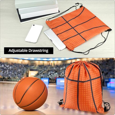QWORK Small Sport Drawstring Bags - 12 Pack Basketball Style Foldable Polyester Backpacks with Adjustable Straps Candy Bag - 10 x 12 Inch in Saudi Arabia