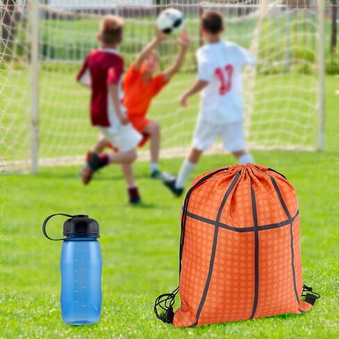 QWORK Small Sport Drawstring Bags - 12 Pack Basketball Style Foldable Polyester Backpacks with Adjustable Straps Candy Bag - 10 x 12 Inch in Saudi Arabia