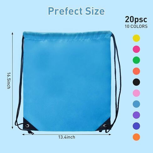 20 Pcs Drawstring Backpacks,Drawstring Bags Cinch Bag,Draw String Backpacks Bulk,Draw String Bag for Women Men Sports Gym Traveling(10 Colors) in Saudi Arabia