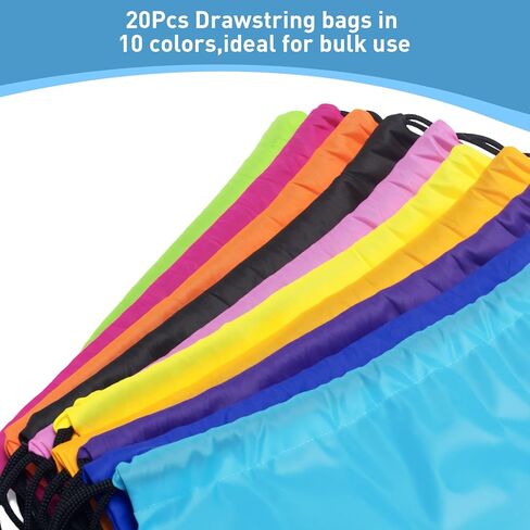 20 Pcs Drawstring Backpacks,Drawstring Bags Cinch Bag,Draw String Backpacks Bulk,Draw String Bag for Women Men Sports Gym Traveling(10 Colors) in Saudi Arabia