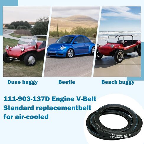 حزام البكرة بحجم المخزون 111903137D، حزام على شكل حرف V للمحرك 9.5x905 يناسب سيارات فولكس فاجن المبردة بالهواء وعربات الكثبان الرملية - مطاط عالي التحمل in Kuwait