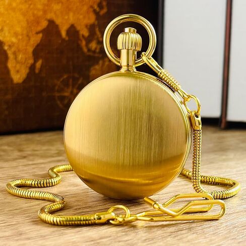 VIGOROSO Mechanical Pocket Watches for Men with Chain Tourbillon Vintage Men's Pocket Watch for Women Wind Up Gold Pocketwatch Arabic Wedding Christmas Birthday Gifts for Men Women in Saudi Arabia