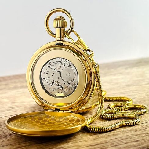 VIGOROSO Mechanical Pocket Watches for Men with Chain Tourbillon Vintage Men's Pocket Watch for Women Wind Up Gold Pocketwatch Arabic Wedding Christmas Birthday Gifts for Men Women in Saudi Arabia