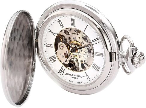 Charles-Hubert, Paris 3917 Premium Collection Stainless Steel Mechanical Pocket Watch in Saudi Arabia
