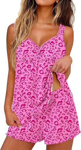 Ekouaer Womens Pajama Sets 2 Piece Cute Pj Set Lace V Neck Tank Top and Shorts Sleepwear Soft Sexy Lingerie Bridal Nightwear in Saudi Arabia