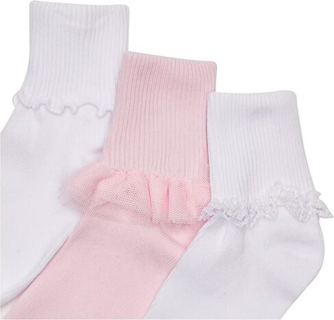 Jefferies Socks Girls' Ruffle/Ripple Edge/Lace Girls Socks 3 Pack in Saudi Arabia