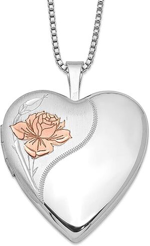 Jewelry Affairs Sterling Silver Rhodium Plated Rose Heart Locket Necklace,18" in Saudi Arabia