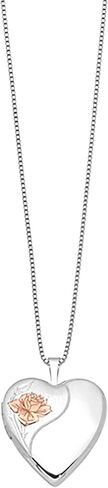 Jewelry Affairs Sterling Silver Rhodium Plated Rose Heart Locket Necklace,18" in Saudi Arabia