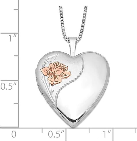 Jewelry Affairs Sterling Silver Rhodium Plated Rose Heart Locket Necklace,18" in Saudi Arabia