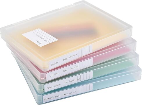 صندوق تخزين ورق مقاس A4، حافظة مشروع مقاس 8.5 × 11 للحروف الأمريكية، صناديق تخزين سجل القصاصات السميكة، صندوق تخزين اللوازم الفنية وتخزينها وتنظيمها (4، النوع A (12.59 × 9.45 × 1.18 بوصة)) in Kuwait