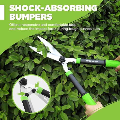 WORKPRO Hedge Shears, 23'' Manual Hedge Trimmers with Chrome Plated Steel Blade & Ergonomic Handle, Home Garden Pruner Hedge Clippers Perfect for Trimming Borders, Boxwood, and Tall Bushes in Saudi Arabia