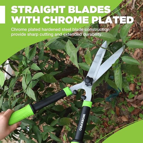WORKPRO Hedge Shears, 23'' Manual Hedge Trimmers with Chrome Plated Steel Blade & Ergonomic Handle, Home Garden Pruner Hedge Clippers Perfect for Trimming Borders, Boxwood, and Tall Bushes in Saudi Arabia