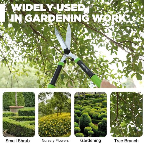 WORKPRO Hedge Shears, 23'' Manual Hedge Trimmers with Chrome Plated Steel Blade & Ergonomic Handle, Home Garden Pruner Hedge Clippers Perfect for Trimming Borders, Boxwood, and Tall Bushes in Saudi Arabia