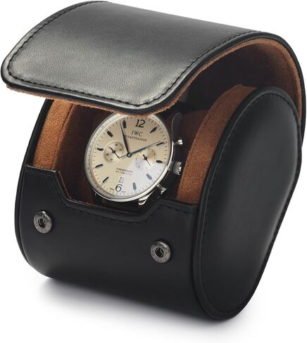2Slots Leather Watch Roll Travel Case Handmade Watch Rolls Holder Box for Men and Women(Black) in Saudi Arabia