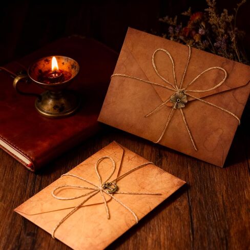 الورق والأظرف الثابتة، مجموعة قرطاسية لكتابة الرسائل، تتضمن أوراقًا عتيقة، وأظرفًا عتيقة، وإكسسوارات قديمة، وحبال (60 قطعة) in Kuwait