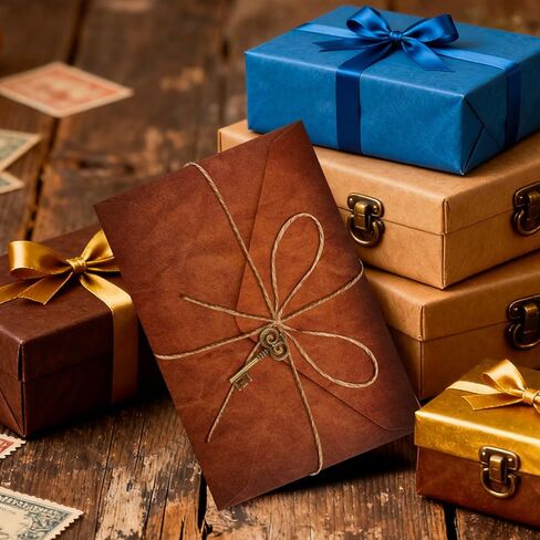 الورق والأظرف الثابتة، مجموعة قرطاسية لكتابة الرسائل، تتضمن أوراقًا عتيقة، وأظرفًا عتيقة، وإكسسوارات قديمة، وحبال (60 قطعة) in Kuwait