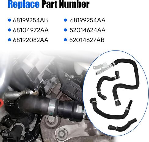 طقم خرطوم إرجاع إمداد سخان HVAC متوافق مع Cherokee 2014-2018 لكرايسلر 200 2015-2017 استبدال 68199254AB 68199254AA 68104972AA 52014624AA 68192082AA 52014627AB in Kuwait