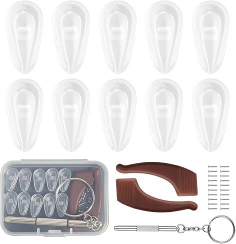5 Pairs Eyeglass Nose Pads Silicone Slip-Resistant, 14 * 7.5 mm Hollow Nose Pads, 3 in 1 Screwdrivers in Saudi Arabia