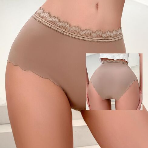 5 Pack Ice Silk Seam Free Low Line Lace Edge Panties, Women Low Rise Lace Hipster Panties, Soft Smooth Style in Saudi Arabia